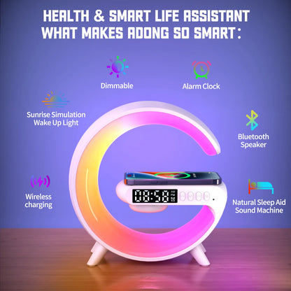 Smart G Light Bluetooth Audio 15W Wireless Charger Three-in-one Alarm Clock RGB Colorful Atmosphere Light APP Control Lamp