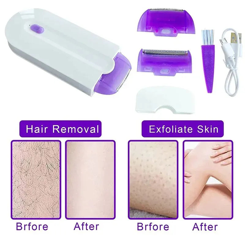 2 In 1 Electric USB Rechargeable Women Epilator Portable Hair Removal Tool Rotary Shaver Body Face Leg Bikini Lip Depilator