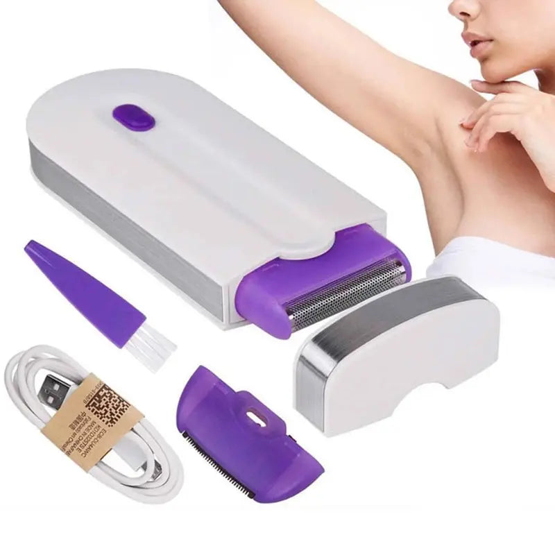 2 In 1 Electric USB Rechargeable Women Epilator Portable Hair Removal Tool Rotary Shaver Body Face Leg Bikini Lip Depilator