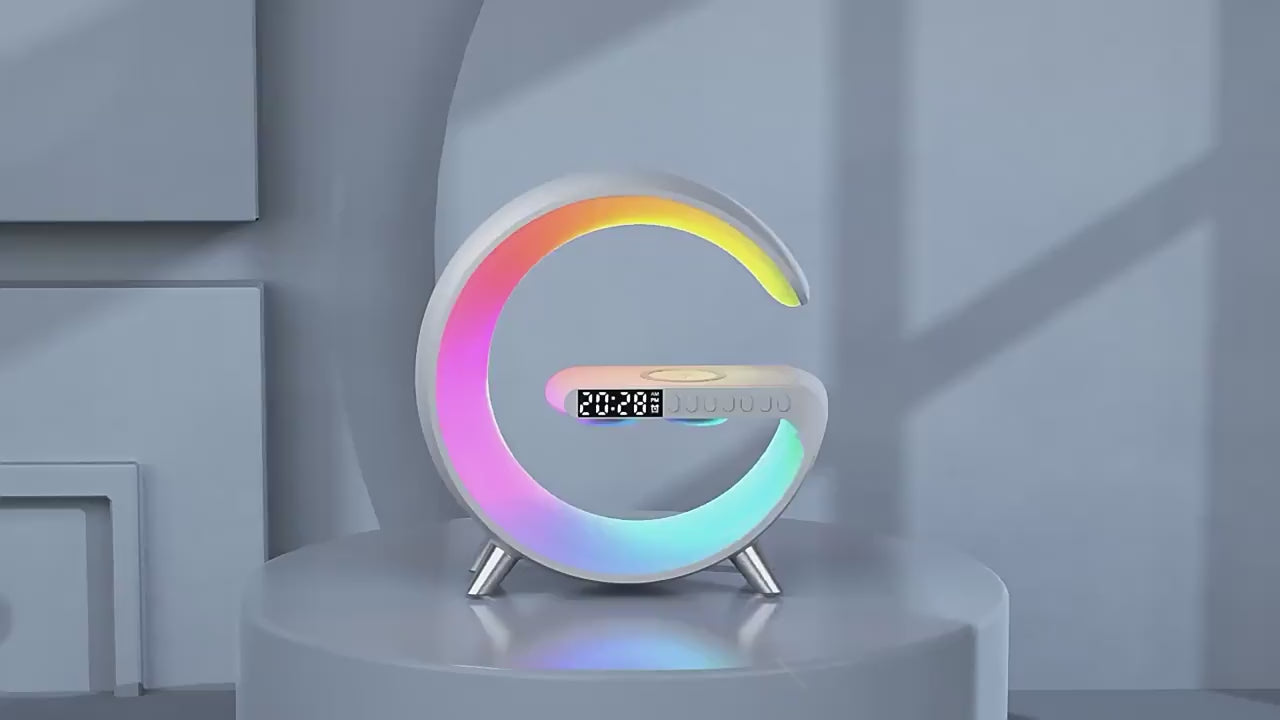 Smart G Light Bluetooth Audio 15W Wireless Charger Three-in-one Alarm Clock RGB Colorful Atmosphere Light APP Control Lamp